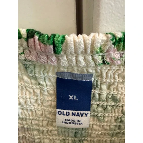 Old Navy Womens XL Linen Blend Floral Midi Dress Sweetheart Neckline Pockets - Picture 5 of 8